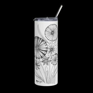 BW Round Flower Tumbler by Momma Balisti - 20oz Stainless Steel Tumbler
